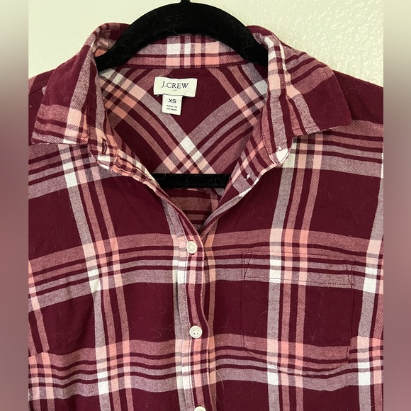 Women’s J. Crew flannel, burgundy, pink, xs - Picture 4 of 4
